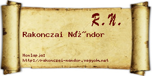 Rakonczai Nándor névjegykártya